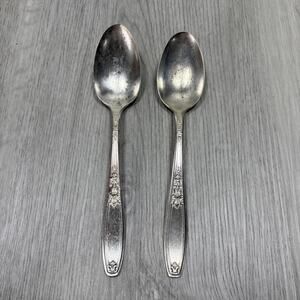 2 Silver Plate Spoons 1847 Rogers Bros Ancestral "N"